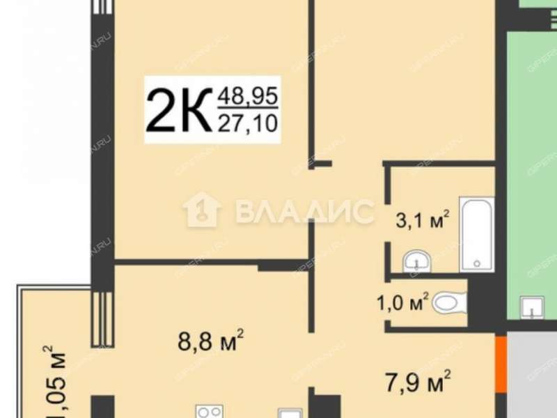 двухкомнатная квартира на 2-й Дорожной улице дом 21