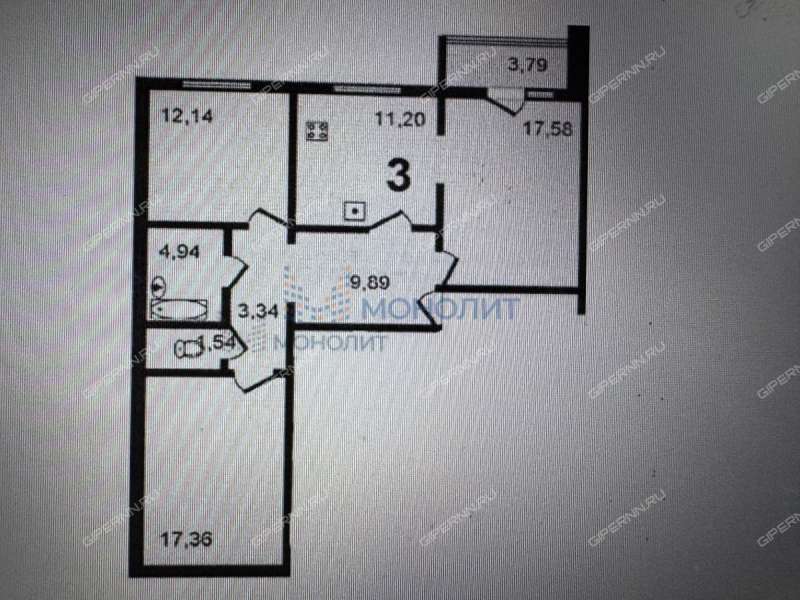 трёхкомнатная квартира на улице Родионова дом 27