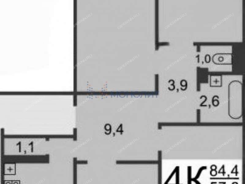 четырёхкомнатная квартира на улице Надежды Сусловой дом 12 к2