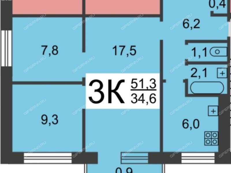трёхкомнатная квартира в посёлке Мостоотряд дом 27