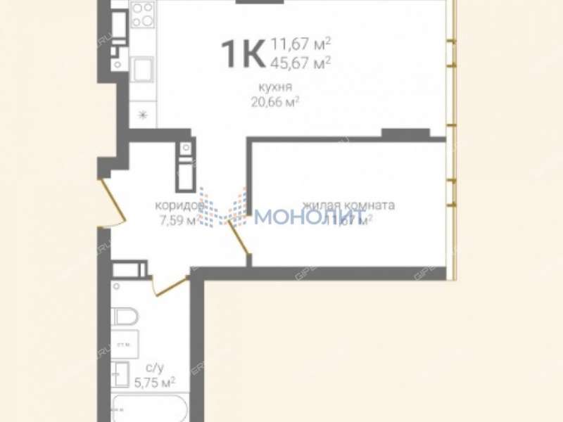 однокомнатная квартира на Казанском шоссе