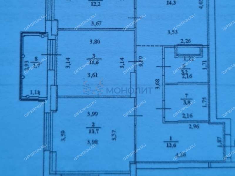 трёхкомнатная квартира на 2-й Оранжерейной улице дом 4А к2