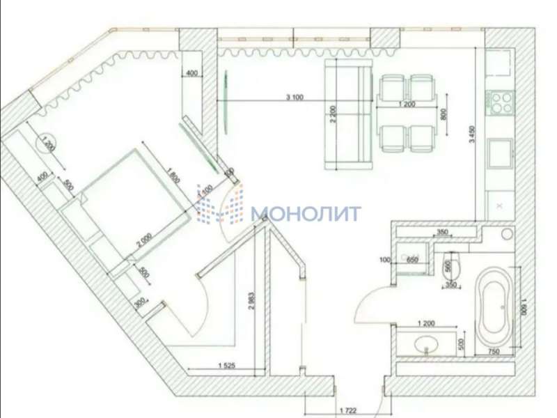 однокомнатная квартира на улице Максима Горького дом 70