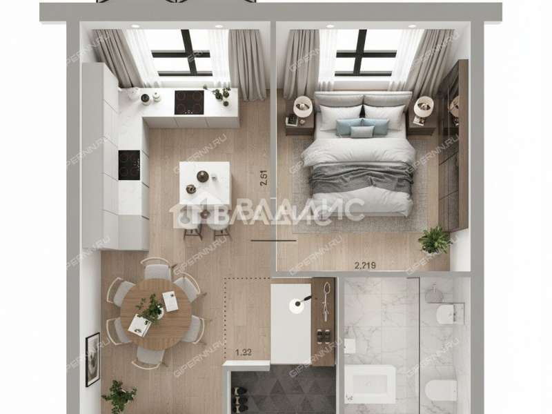 однокомнатная квартира на улице Небесная дом 1 деревня Утечино