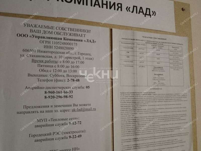 однокомнатная квартира на Озёрной улице дом 11 город Городец