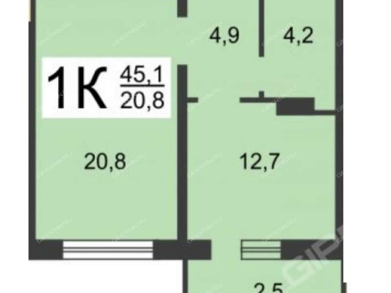 однокомнатная квартира на Волжской набережной дом 8 к2