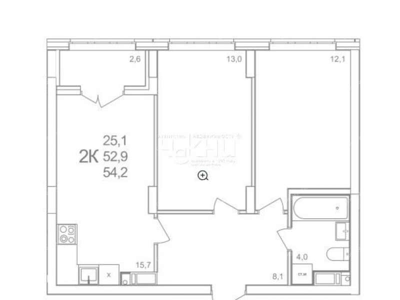 двухкомнатная квартира в новостройке примерно в 0,3 км на северо-восток от д.Анкудиновка, д.3 в ЖК КМ Анкудиновский парк, 47 деревня Анкудиновка